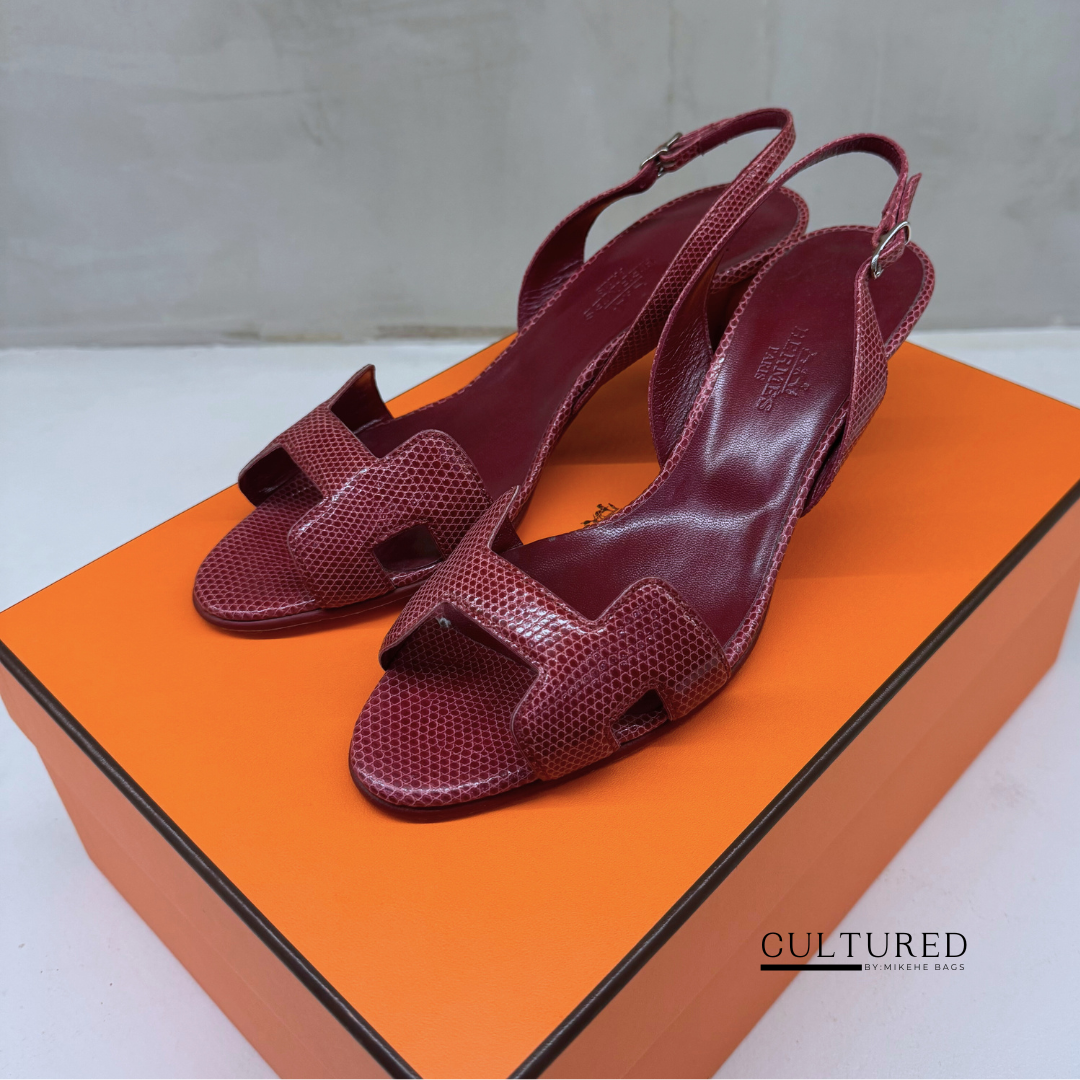 Hermès Lizard Slingbacks Sandals Size 35.5