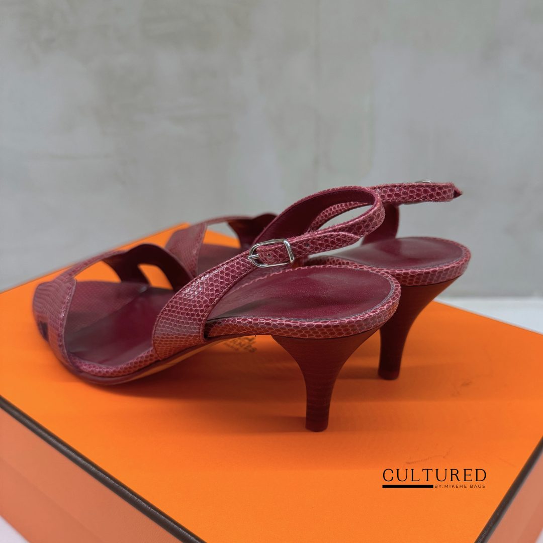 Hermès Lizard Slingbacks Sandals Size 35.5