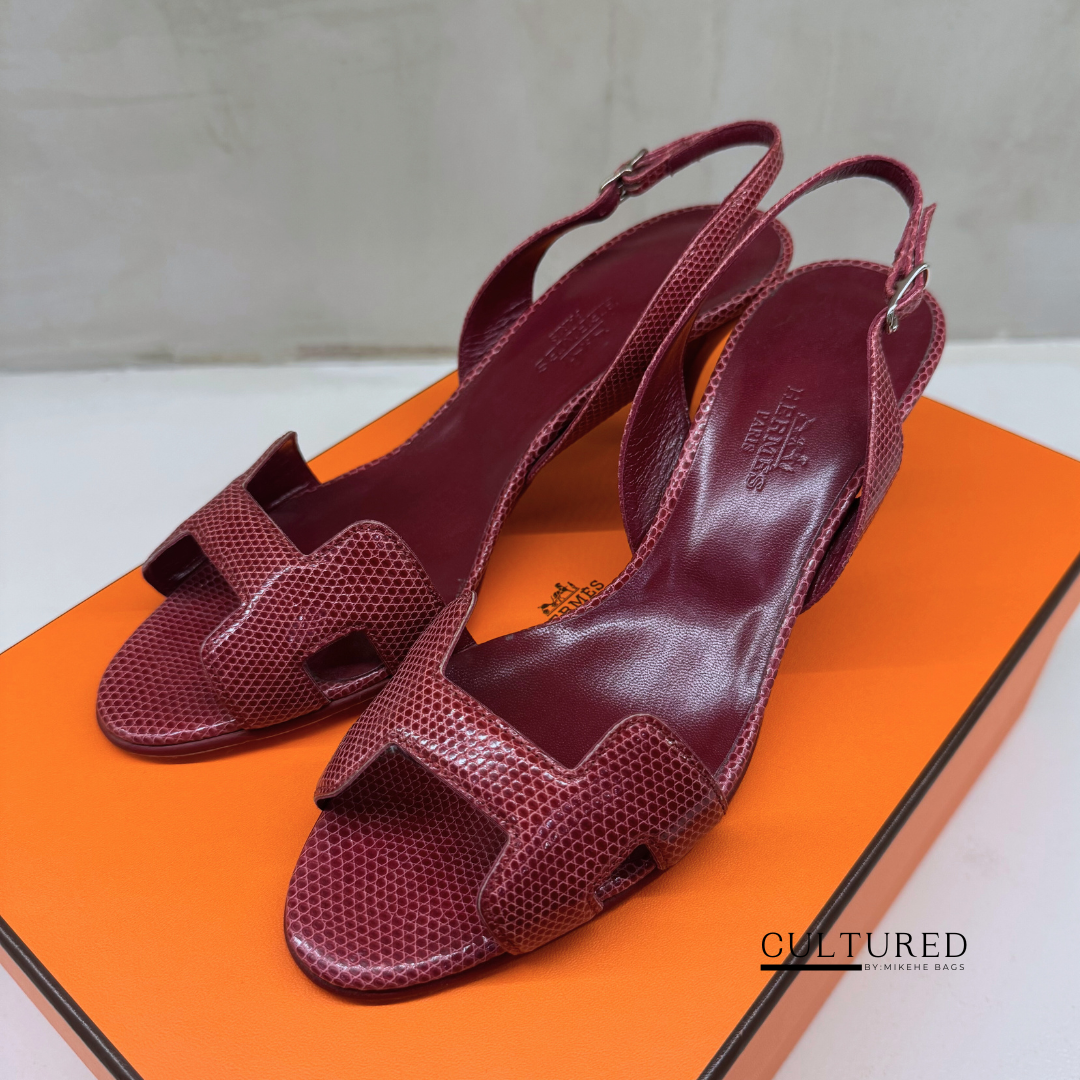 Hermès Lizard Slingbacks Sandals Size 35.5