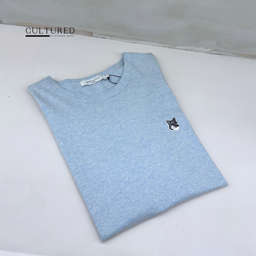 Maison Kitsuné Grey Fox Head T-Shirt in Blue