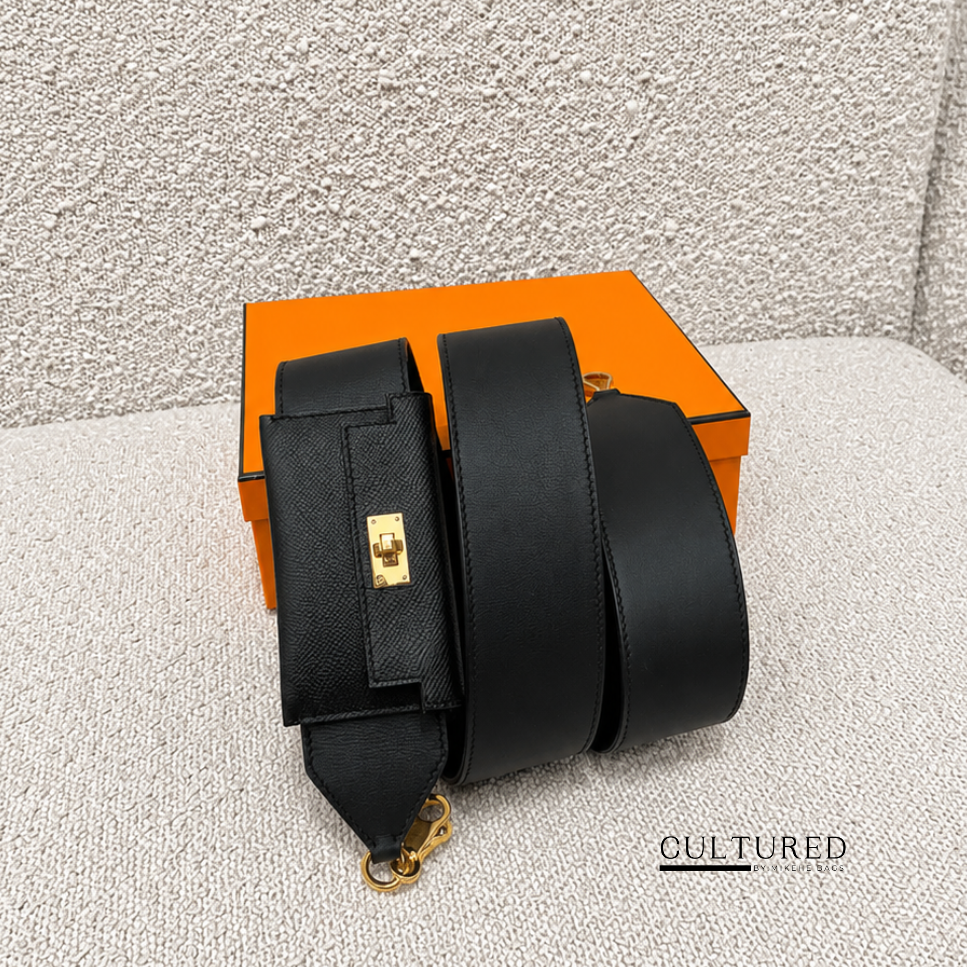 Hermès Kelly Strap in Black (105 cm)