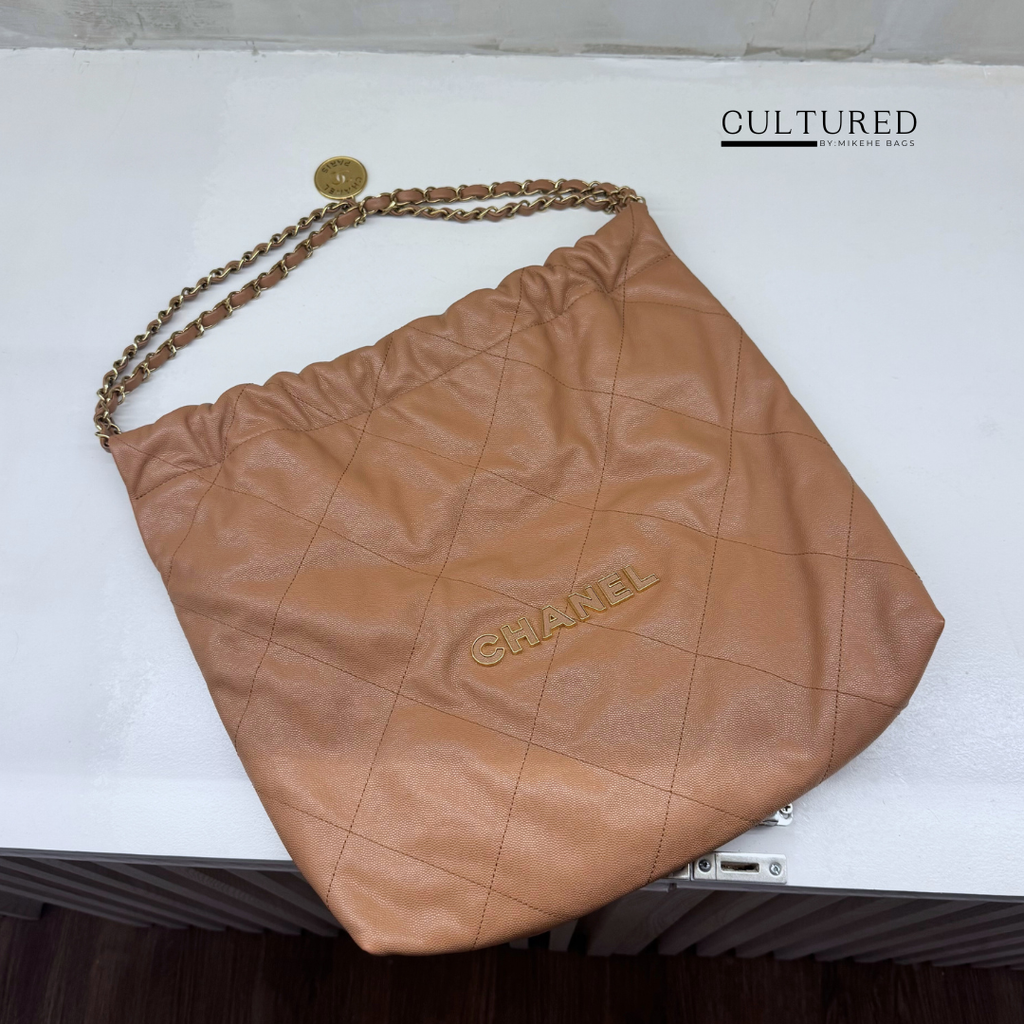 Chanel 22 Caviar Tote in Caramel