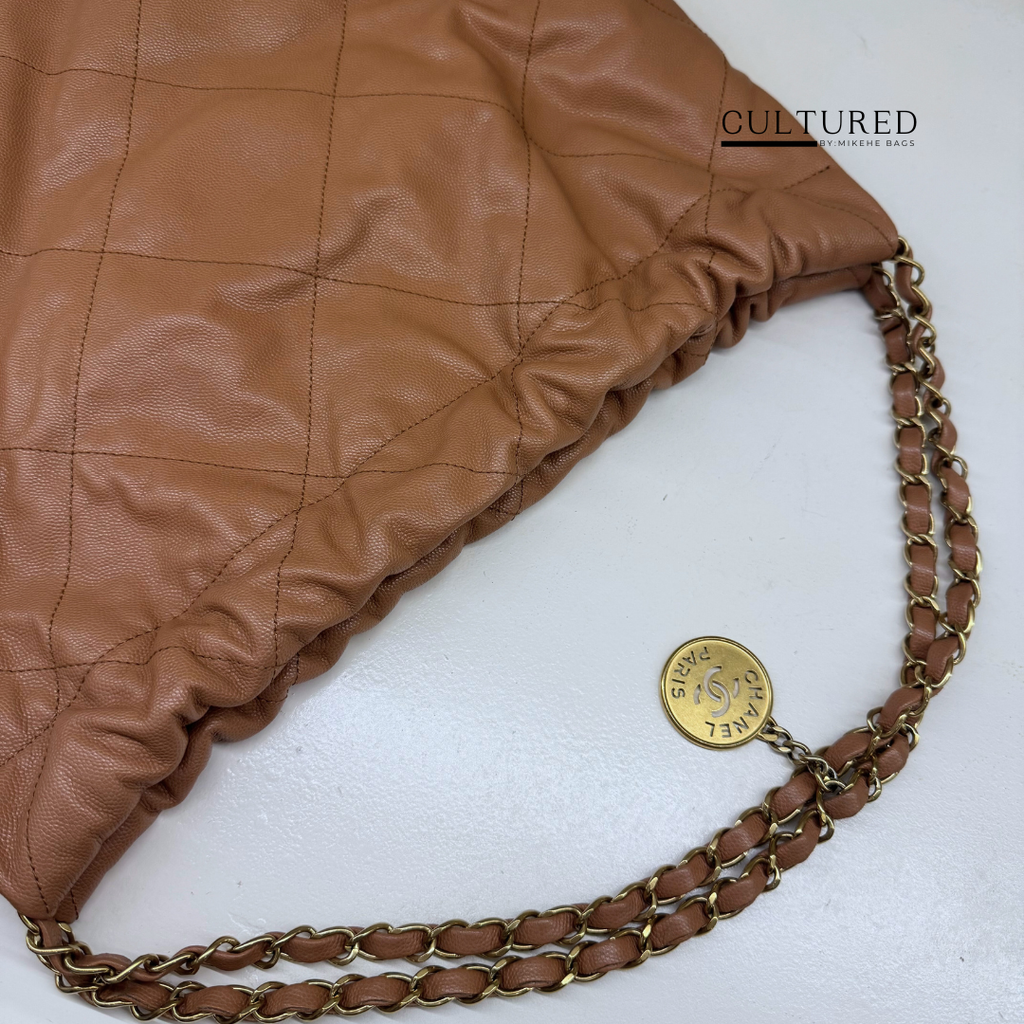 Chanel 22 Caviar Tote in Caramel
