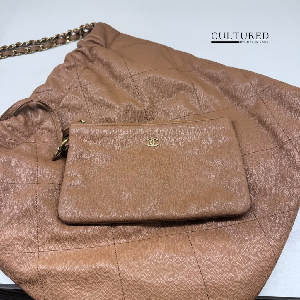 Chanel 22 Caviar Tote in Caramel
