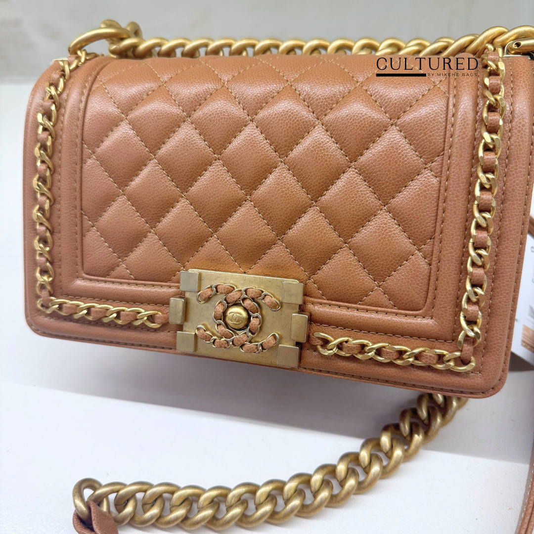 Chanel Small Boy in Beige Caviar