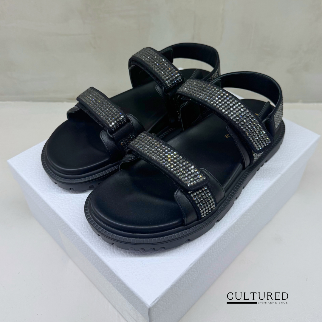 Dior Dioract Sandals in Black Lambskin Size 39.5