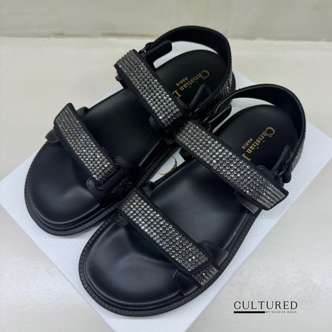 Dior Dioract Sandals in Black Lambskin Size 39.5