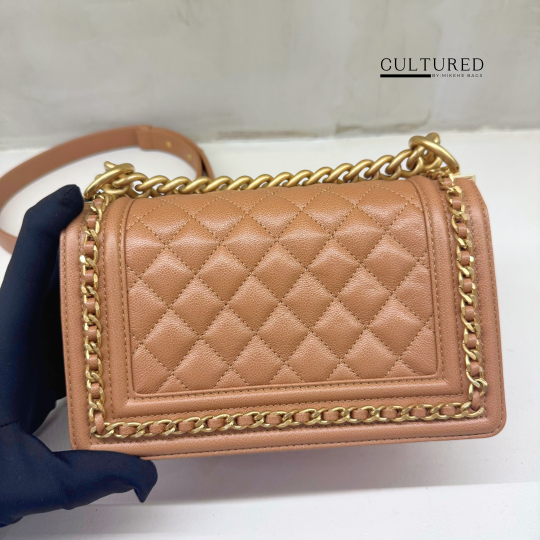 Chanel Small Boy in Beige Caviar