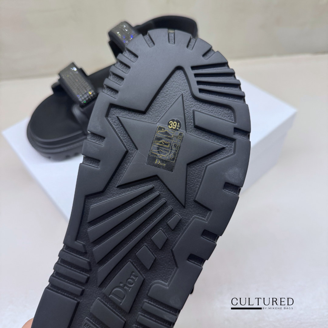 Dior Dioract Sandals in Black Lambskin Size 39.5