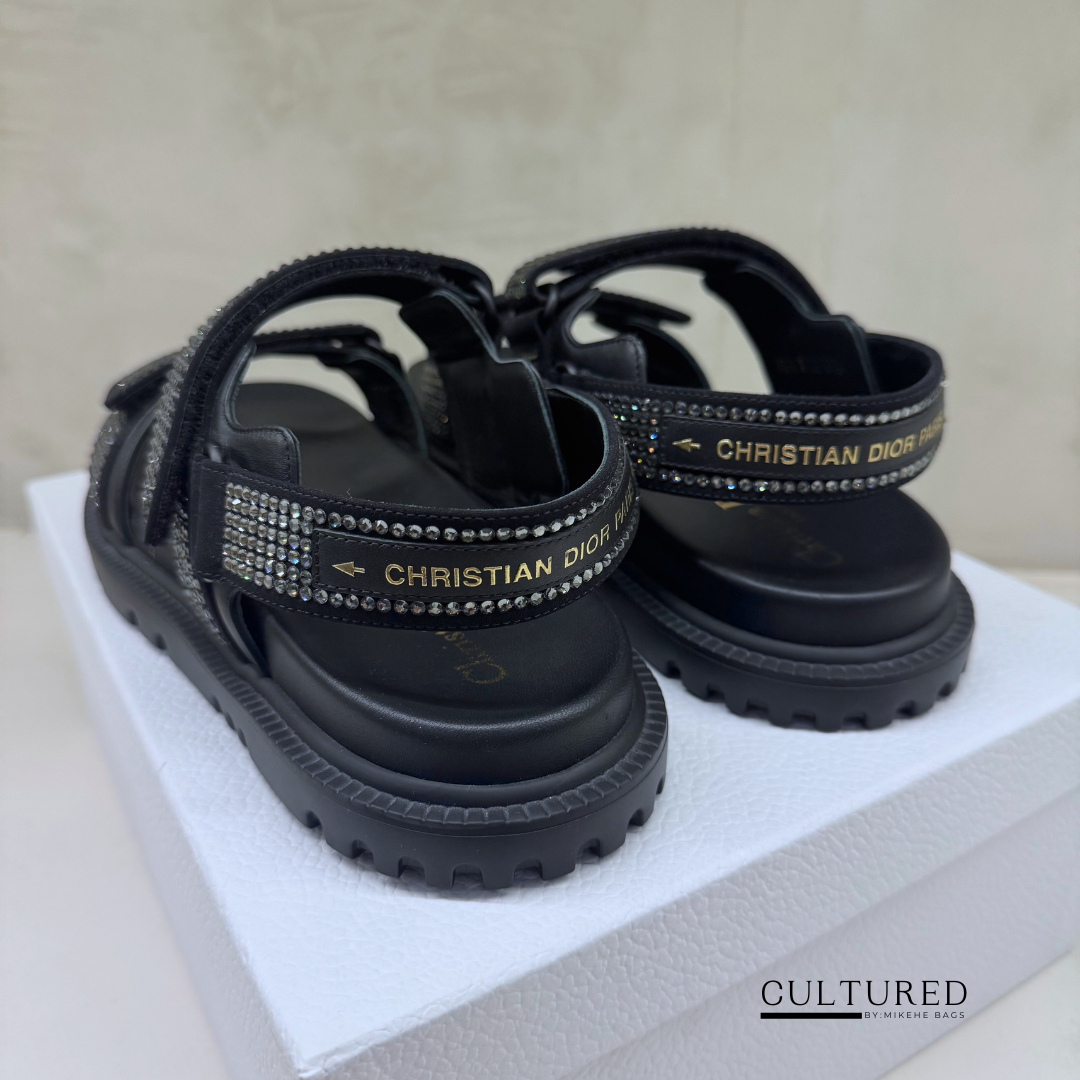 Dior Dioract Sandals in Black Lambskin Size 39.5