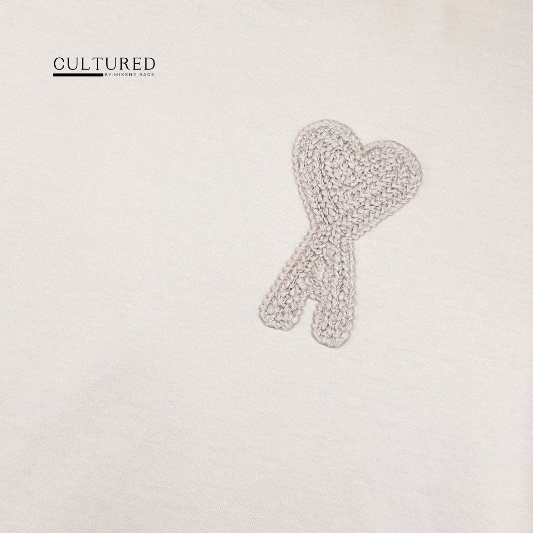 Ami De Coeur Christmas Limited Knitted Logo T-Shirt in White Cream