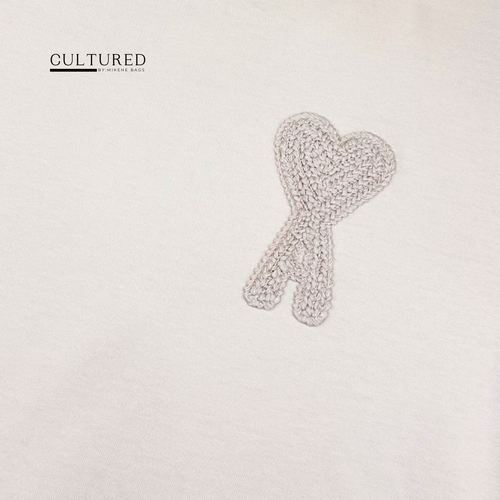 Ami De Coeur Christmas Limited Knitted Logo T-Shirt in White Cream