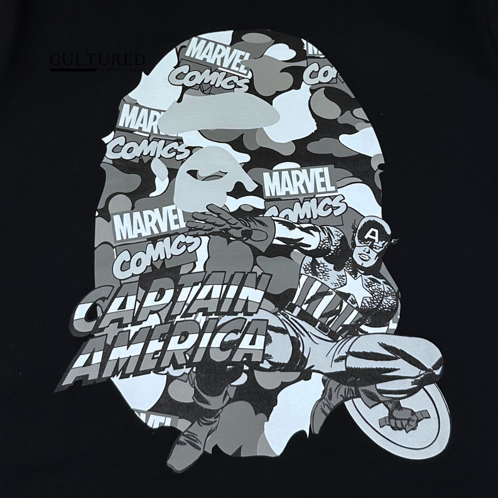 BAPE x Marvel Comics Captain America Men's T-Shirt in Black