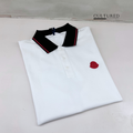 Moncler Polo Shirt in White Navy Collar