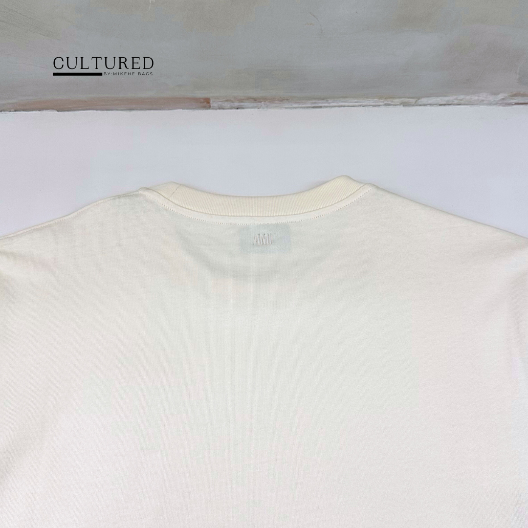 Ami De Coeur Christmas Limited Knitted Logo T-Shirt in White Cream